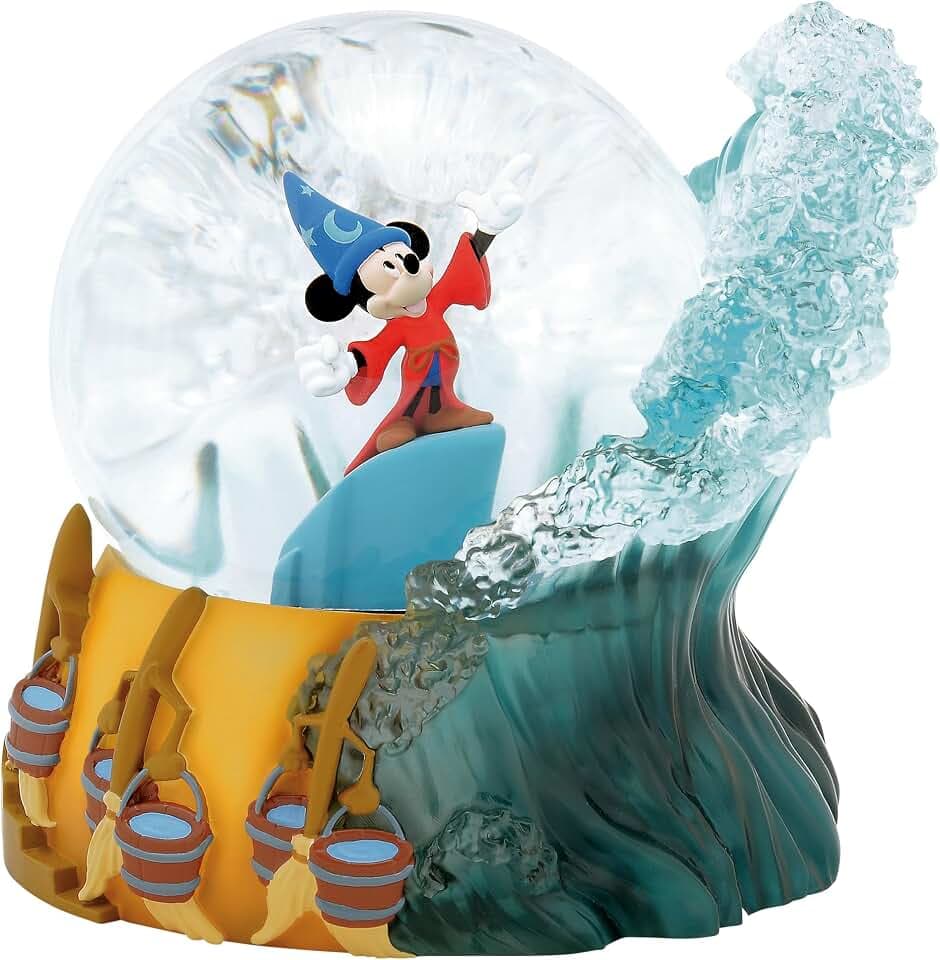 Enesco Disney Showcase Fantasia Sorcerer Mickey Mouse 85th Anniversary Waterball Waterglobe, 5.5 Inch, Multicolor