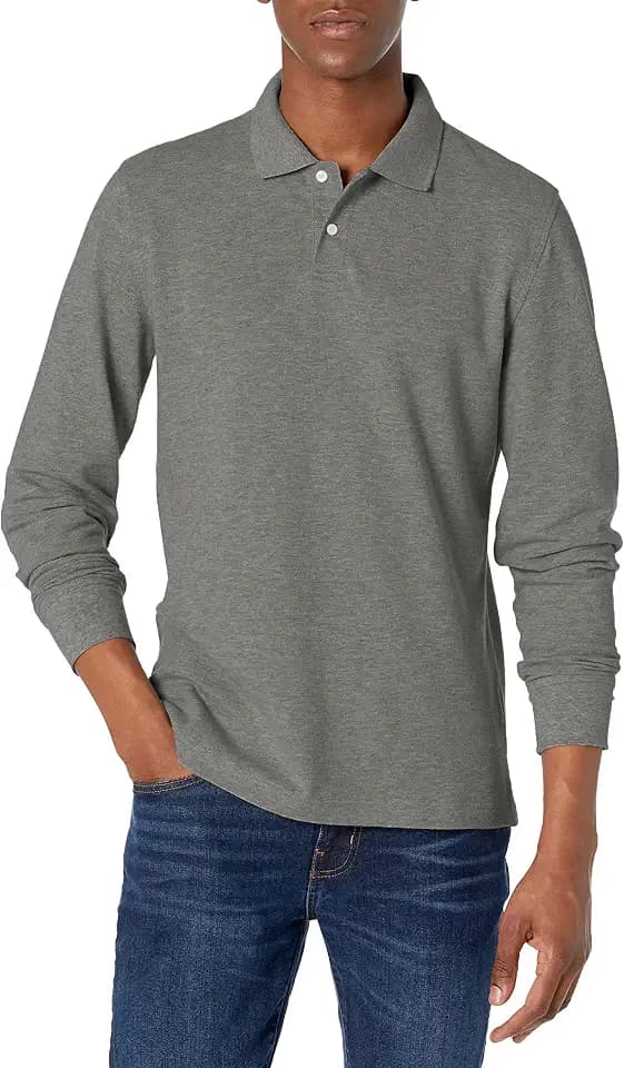 Amazon Essentials Men's Long-Sleeve Pique Polo Shirt