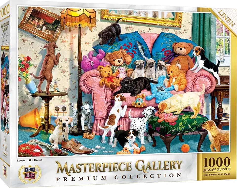 MasterPieces 1000 Piece Jigsaw Puzzle for Adults, Family, or Youth - Loose in The House - 26.75"x19.25" - Cartoon Pattern, Team Colors, Made of Recycled Material