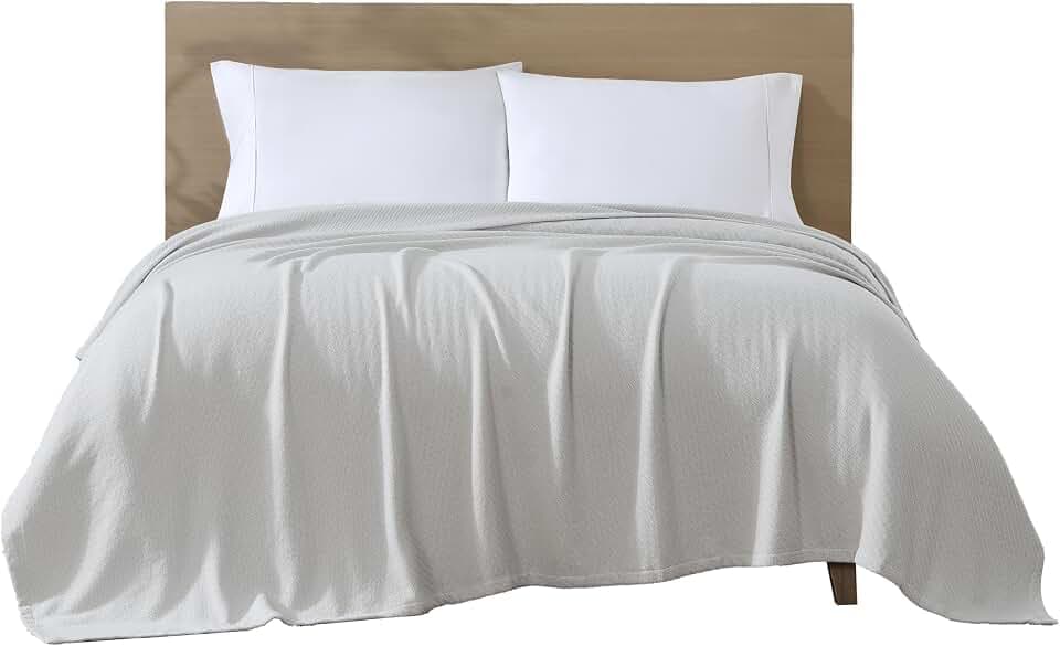100% Organic Cotton Medium Weight King Blanket, Oyster