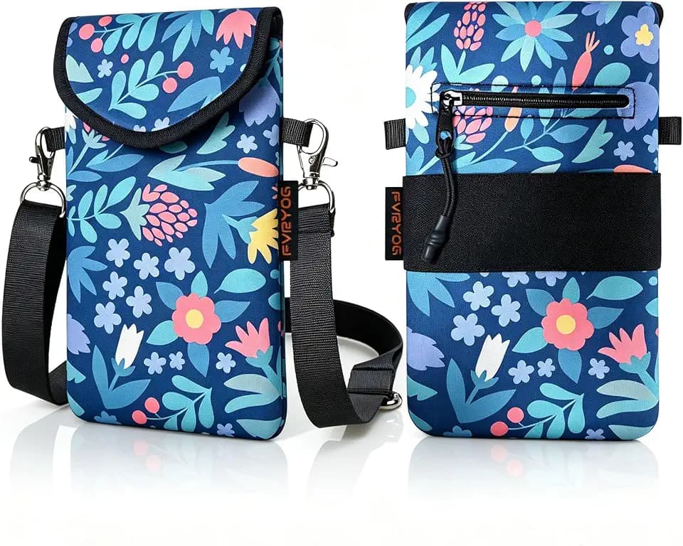 Neoprene Phone Pouch with Crossbody Strap & Back Elastic Strap