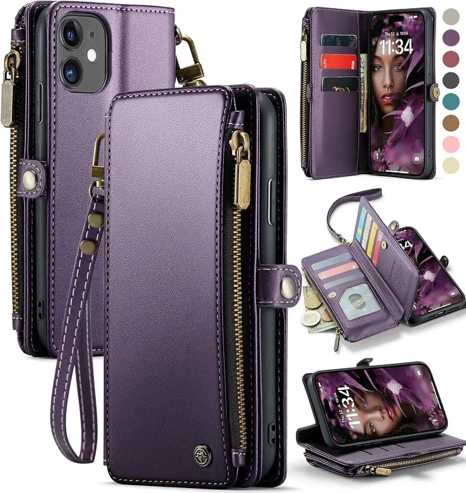 Defencase for iPhone 11 Wallet Case with RFID Blocking Card Holder, Purple
