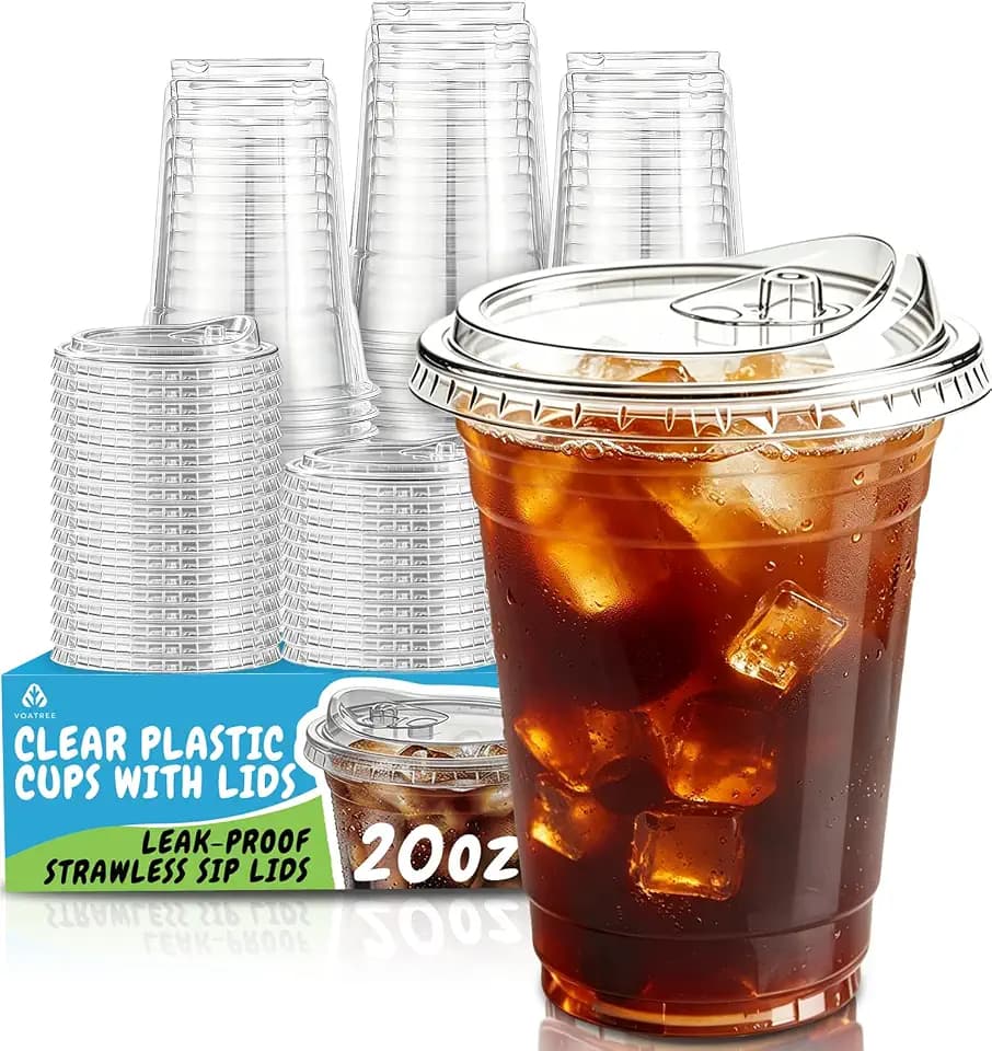 110 Pack 20 oz Clear Plastic Cups with Lids