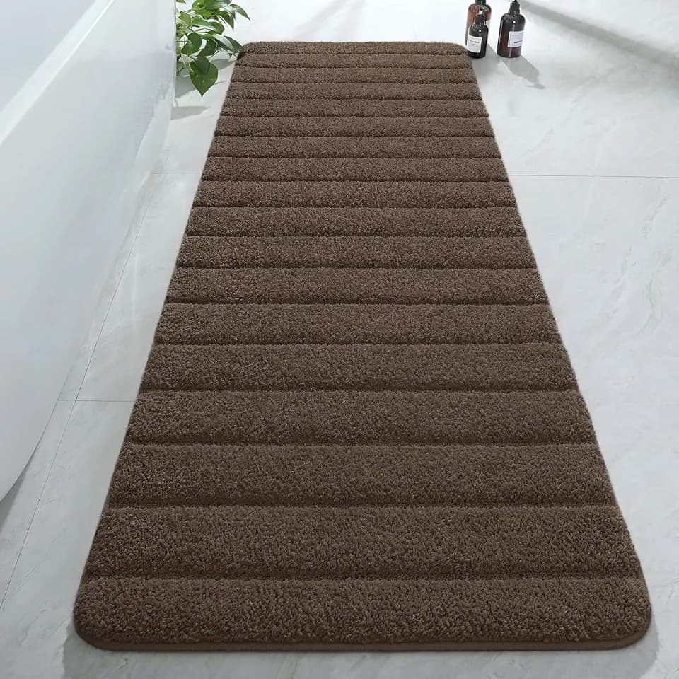 AROGAN Luxury Long Bathroom Runner Rugs 24x72 Inch Bath Rug Non Slip, Brown