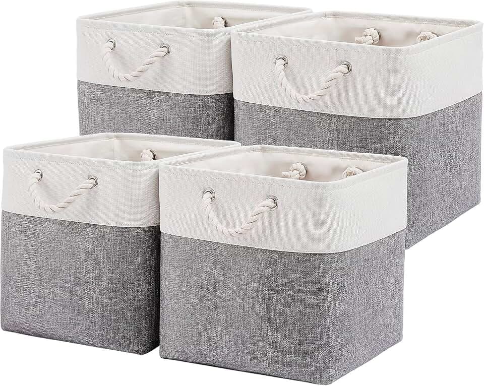 flintronic Aufbewahrungsboxen aus Stoff, Aufbewahrungskorb Stoff (4 Pack) 30x30x30 cm, Box in Würfel für Schrank, Aufbewahrungskörbe für Schrank, Regal, und Kleidung
