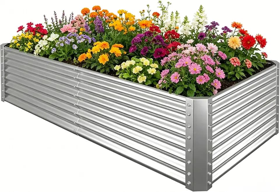 6x3x2ft Raised Garden Bed, Deep Root Planter Box, Silver,1 Pack