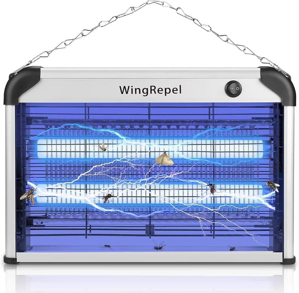 Fliegenfalle Elektrisch Insektenvernichter mit UV Lampe 20W, UV Fliegenvernichter Elektrisch Innen, 2400V Leistungsstark Hängende Fliegenfalle Fliegenfänger