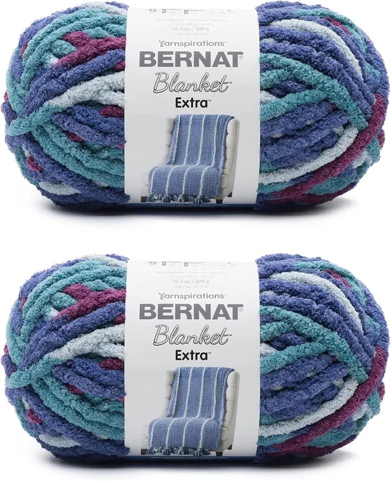 Bernat Blanket Extra gesprenkeltes Moonrise-Garn, 2er-Pack 300 g, Polyester, 7 Jumbo, 90 Meter – Stricken/Häkeln