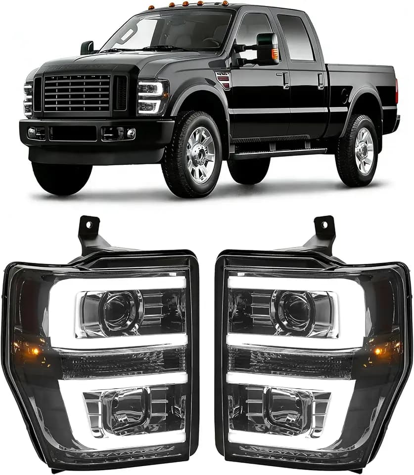 ALMULOO LED Headlights Compatible with 08-10 F250 F350 F450 F550 Super Duty