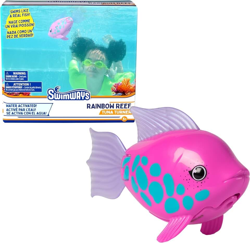 SwimWays Rainbow Reef Pink Fish Water-Activated Pool Toy for Ages 5+