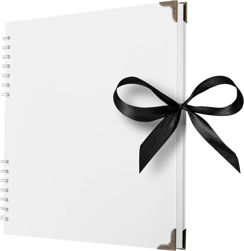 28 x 28 cm Sammelalbum mit 80 Weiss Seiten Scrapbook-Album aus dickem Kraftpapier, lösungsmittelfreies Fotoalbum, Spiralalbum, gestalten Sie Ihr eigenes Fotobuch für Kunst- und Bastelprojekte