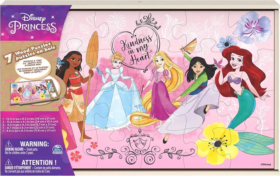 Spin Master Games Disney Princess Jigsaw Puzzles 7-Pack Preschool Activity