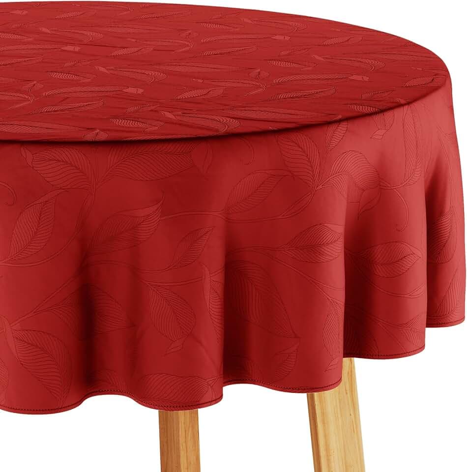 Tischdecke 140x220 cm oval Rot Abwaschbar Für Indoor Outdoor Pflanzenmuster Amalu