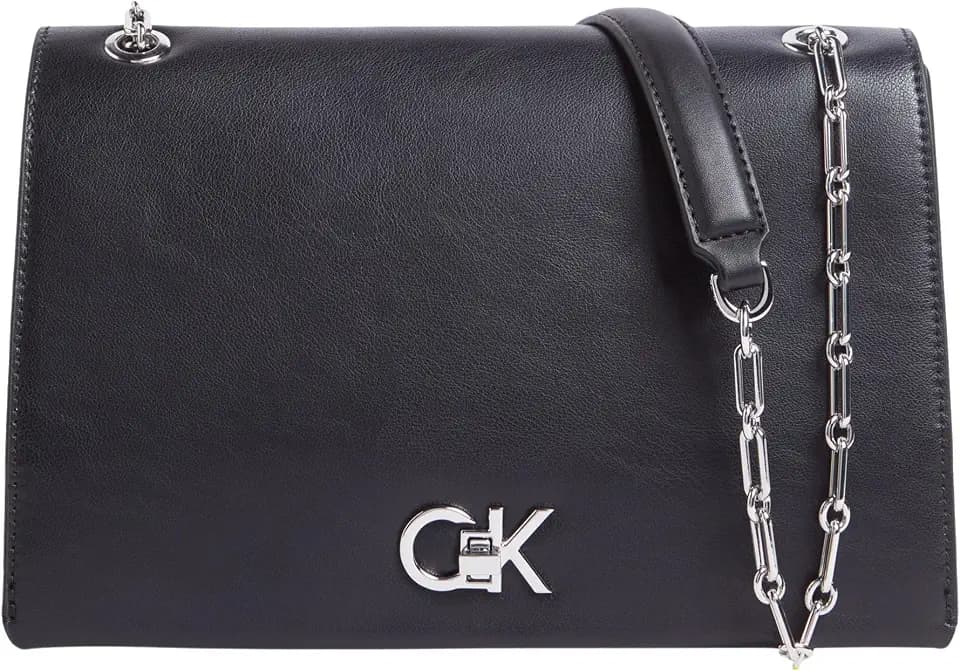 Calvin Klein Damen Umhängetasche Re-Lock Medium Chain mit Drehverschluss