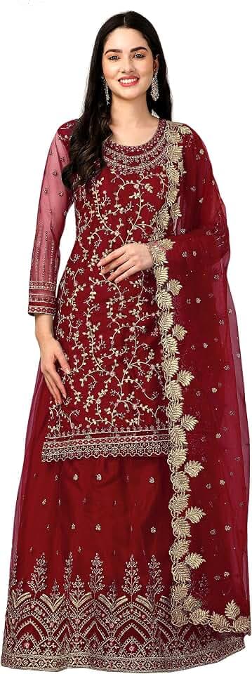 TRENDMALLS Damen Mono Net Kurta Lehenga Anzug Set Indian Pakistani Ethno Wear