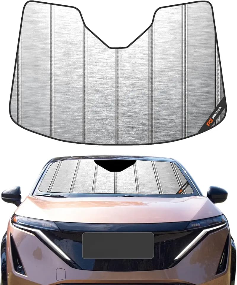 Pigenius Windshield Sunshade for Nissan Ariya 2023-2025 (EV SUV), Metallic Silver Finish