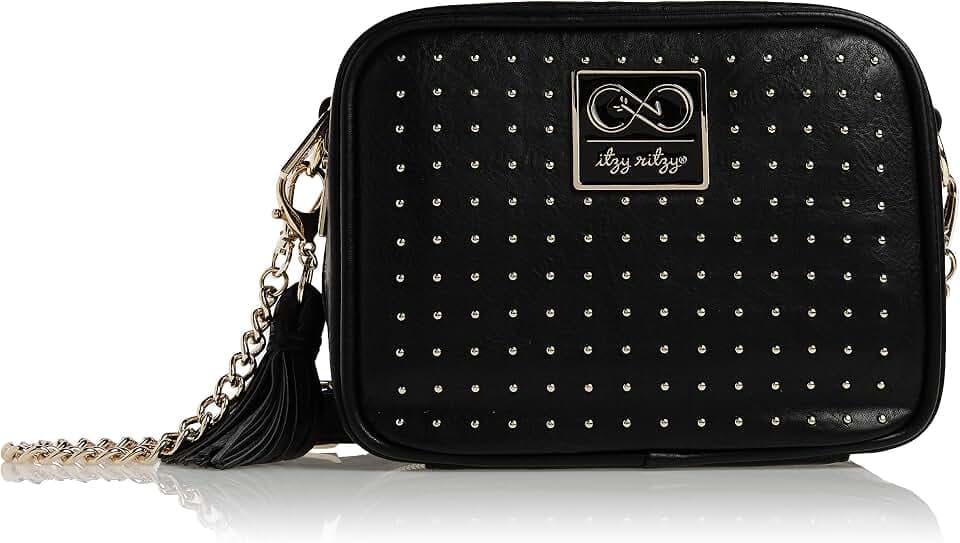 Chelsea + Cole for Itzy Ritzy Crossbody Diaper Bag - Includes 6 Pockets, Changing Pad & Tassel – Black with Sweetheart Print