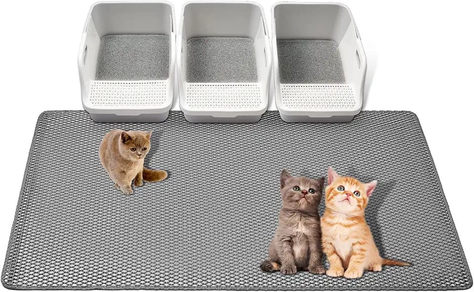 GRELY Cat Litter Mats- Extra Large XXL 47''X 36'',2 Layer Litter Box Mat for Indoor Cats,Rug for Pet Kitty,Litter Trapping Mats,Waterproof Urine Proof,Non-Slip