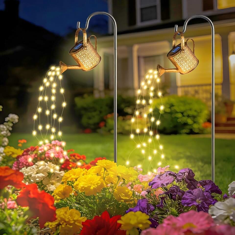 Solarlampen mit Lichterkette Gießkanne, 2 Stück Warmweiße Solar Gießkanne