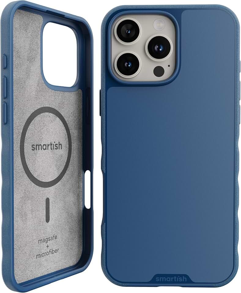 Smartish iPhone 16 Pro Max MagSafe Case, Gripmunk, Slim Grip Case, Blue