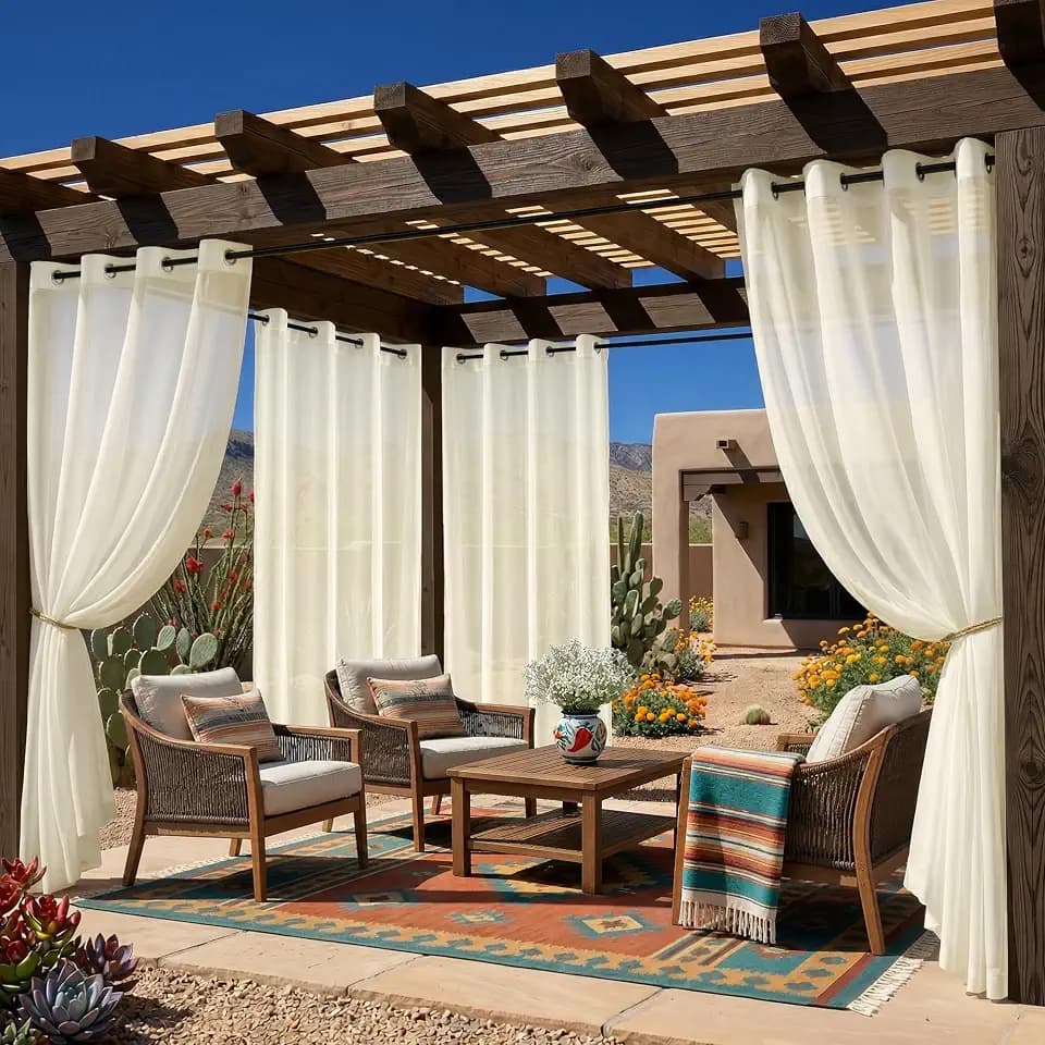 4 Panels Outdoor Sheer Curtains for Patio Waterproof with Grommet