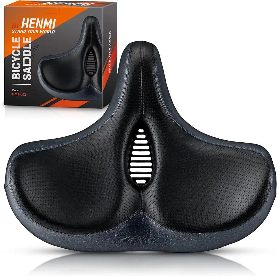 HENMI Fahrradsattel,Breiter Memory Ergonomisch Fahrrad Sattel Herren Damen