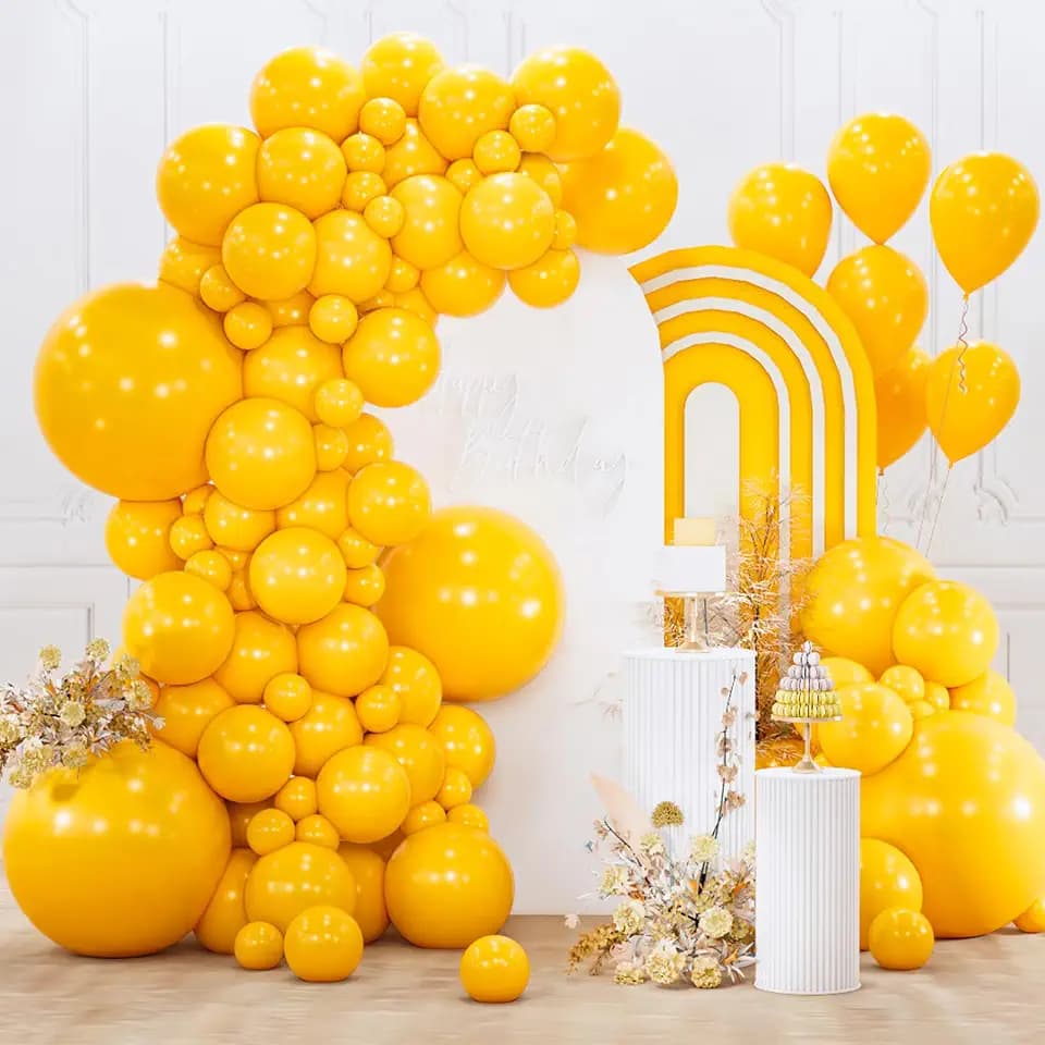 PartyWoo Mustard Yellow Balloons 152pcs Different Sizes of 18 12 10 5 Inch Yellow Fall Balloon Arch Kit for Birthday Engagement Baby Shower Bee Sunflower Little Cutie Party Decorations Yellow-Y10