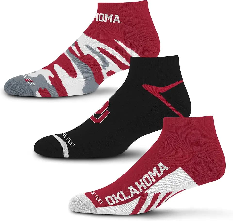 For Bare Feet NCAA unisex-adult Camo Boom 3 Pack Ankle Sock