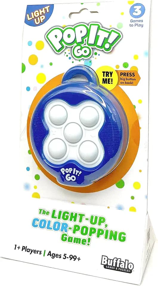 Chuckle & Roar Pop It Go - The Original Light Up - Colorful Pattern Popping Game for Kids and Families on The go, Ages 5 and up, from Buffalo Games