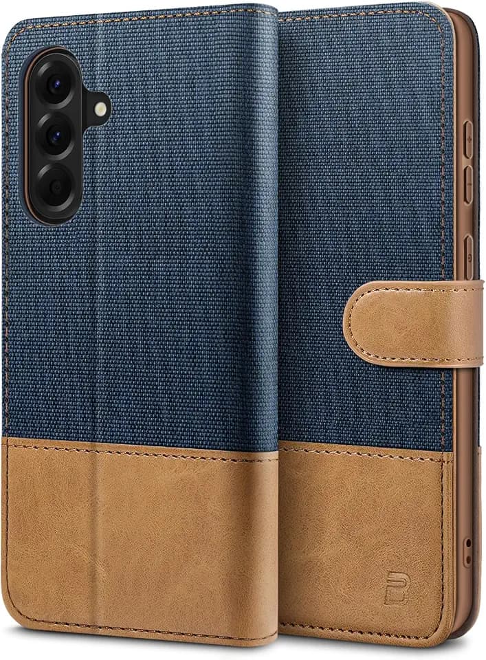 BEZ Handyhülle für Samsung Galaxy A56 5G Hülle, Tasche Kompatibel für Samsung A56 5G, Schutzhüllen aus Klappetui mit Kreditkartenhaltern, Ständer, Magnetverschluss, Blaue Marine