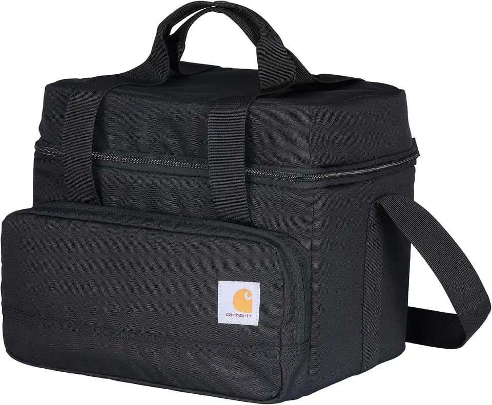 Carhartt Insulated Two Compartment Cooler, Durable Water Repellent Material W/Front Zippered Pocket for Camping, Beach & Travel