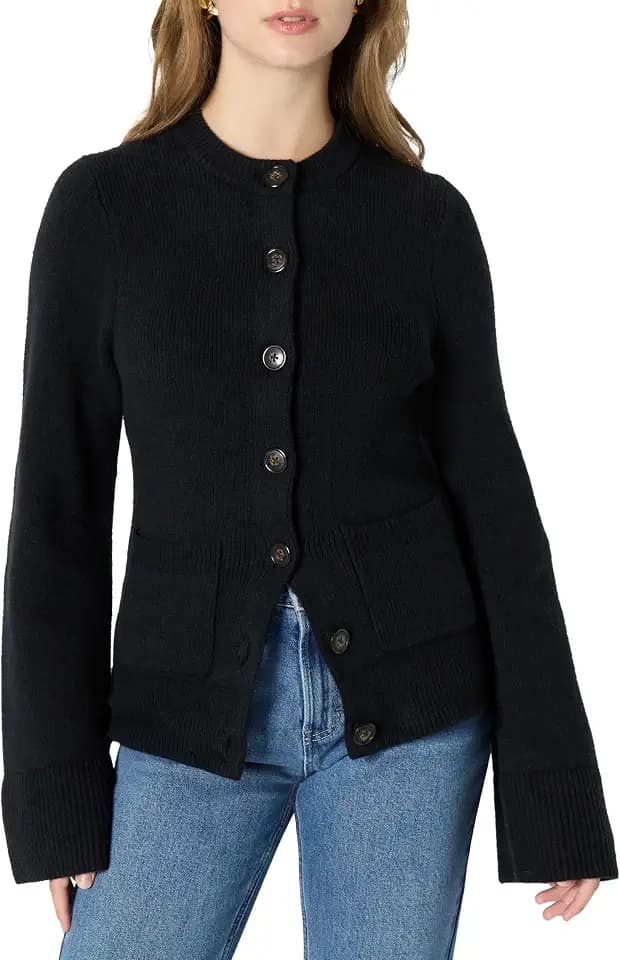 Amazon Essentials Women's Regular-Fit Long-Sleeve Cardigan with Bell Sleeves and Shaped Waist