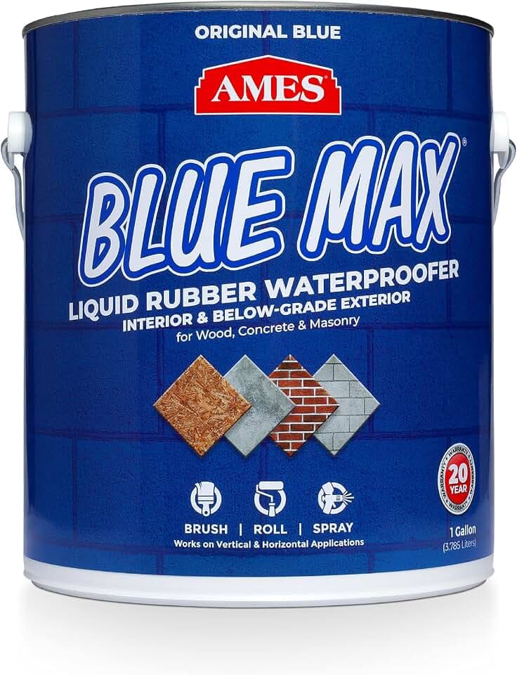 Ames Blue Max Liquid Rubber Waterproofer, 1 Gallon, Blue