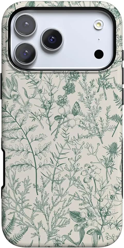Casely iPhone 17 Pro Case | Green Floral | Sage Garden | Bold Protective Design | Compatible with MagSafe