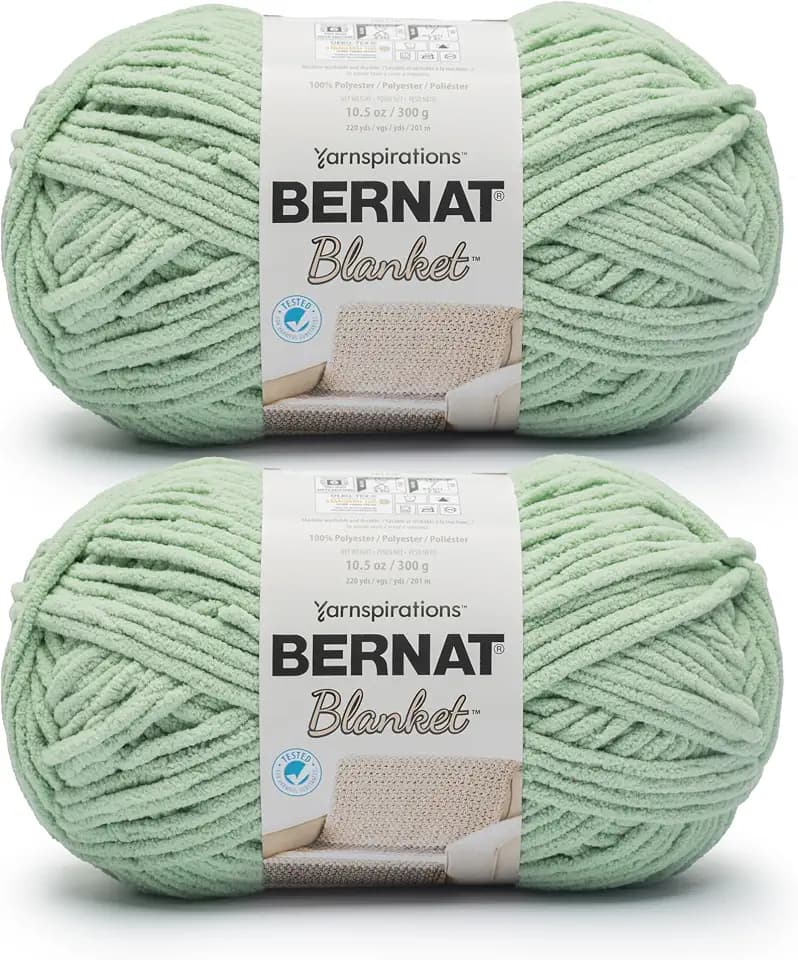 Bernat Blanket Yarn Super Bulky Soft Chenille Yarn Spring Grass 2-Pack