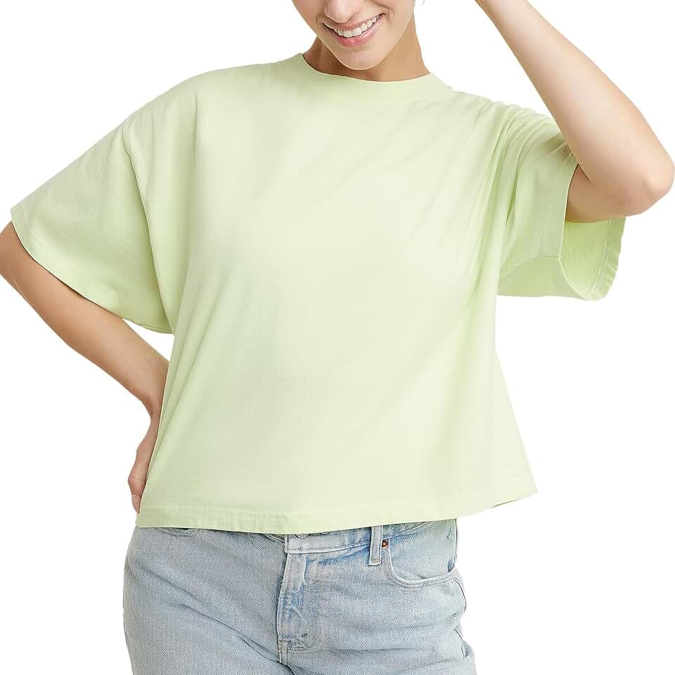 Hanes Women's Originals Women's Cropped T-Shirt, Cropped Crewneck T-Shirt for Women, 100% Cotton