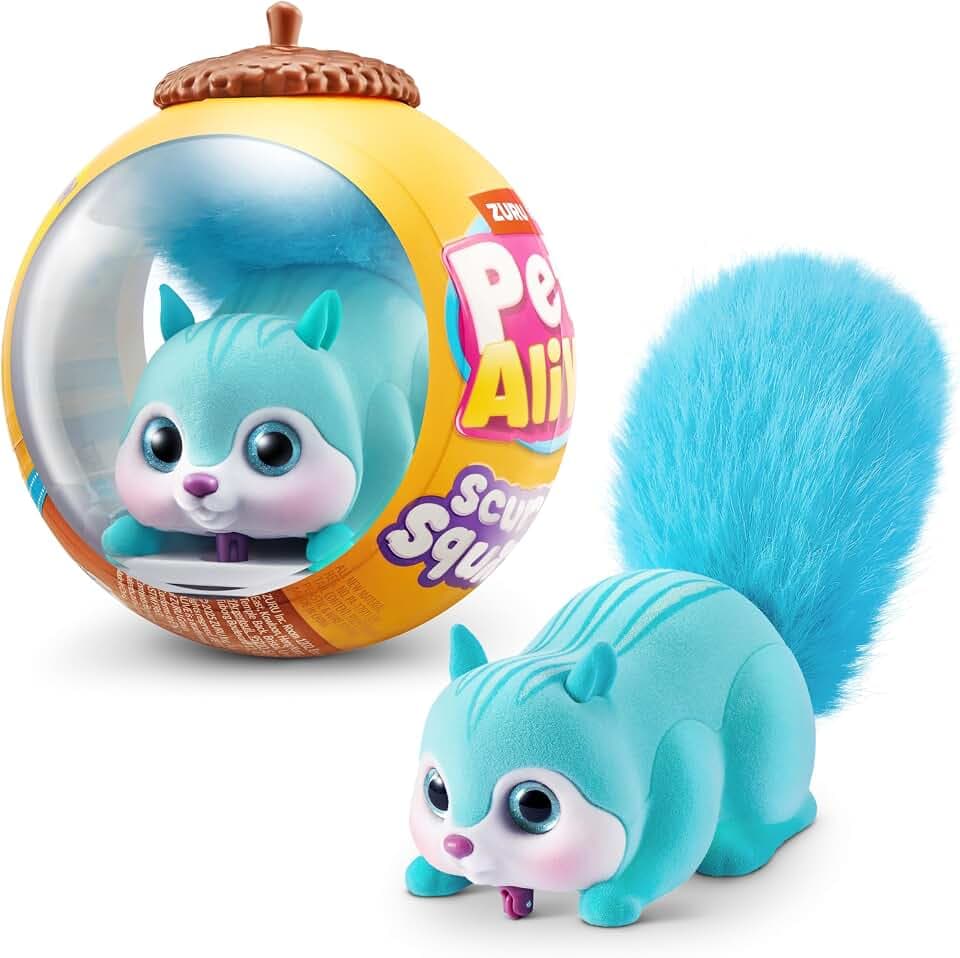 Pets Alive Scurry'n Squirrel (Blau) von ZURU – Interaktives Roboter-Haustier Spielzeug, Bewegliches Eichhörnchen mit realistischen Bewegungen und Geräuschen, ab 2Jahren, Kleinkind