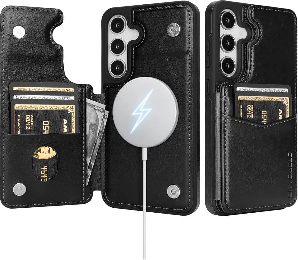 SkyEagle Compatible with Magsafe for Samsung Galaxy A16 Wallet Case with Card Holder,Women Men Phone Case PU Leather Kickstand Flip Protective Cover Credit Card Slots,for Galaxy A16 6.7",Black