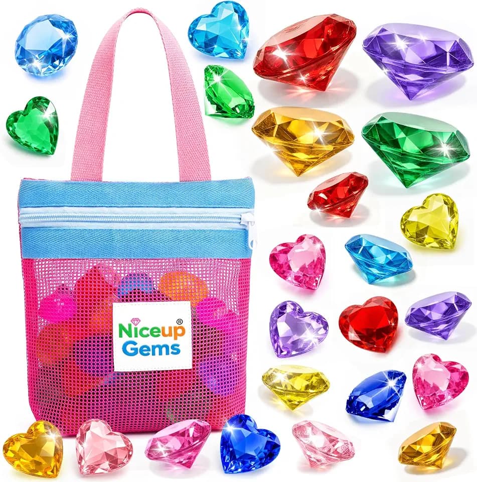 Niceup 24pcs Kids Diamonds Gems for Treasure Hunts & Diving Pool Toys