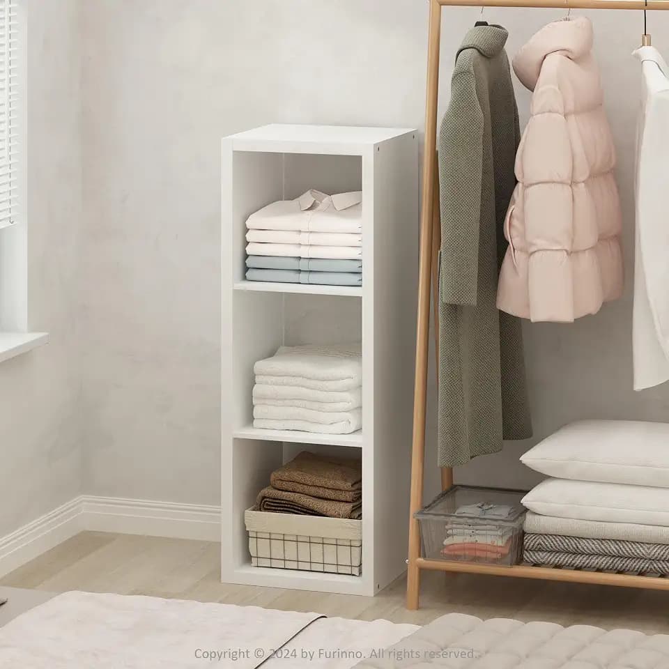 Furinno Cubic Extra Thick 3-Cube Closet Organizers and Storage, White