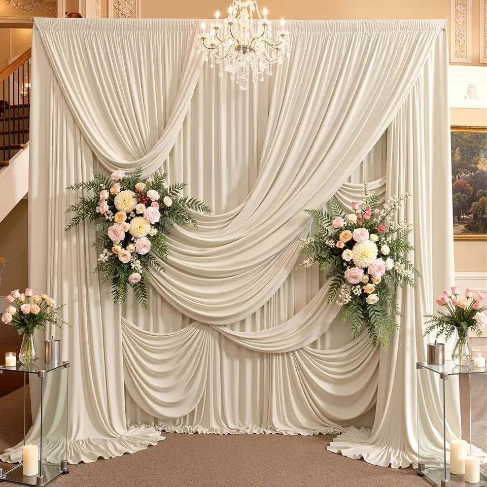 10ft×15ft Beige Backdrop Curtain for Wedding Parties
