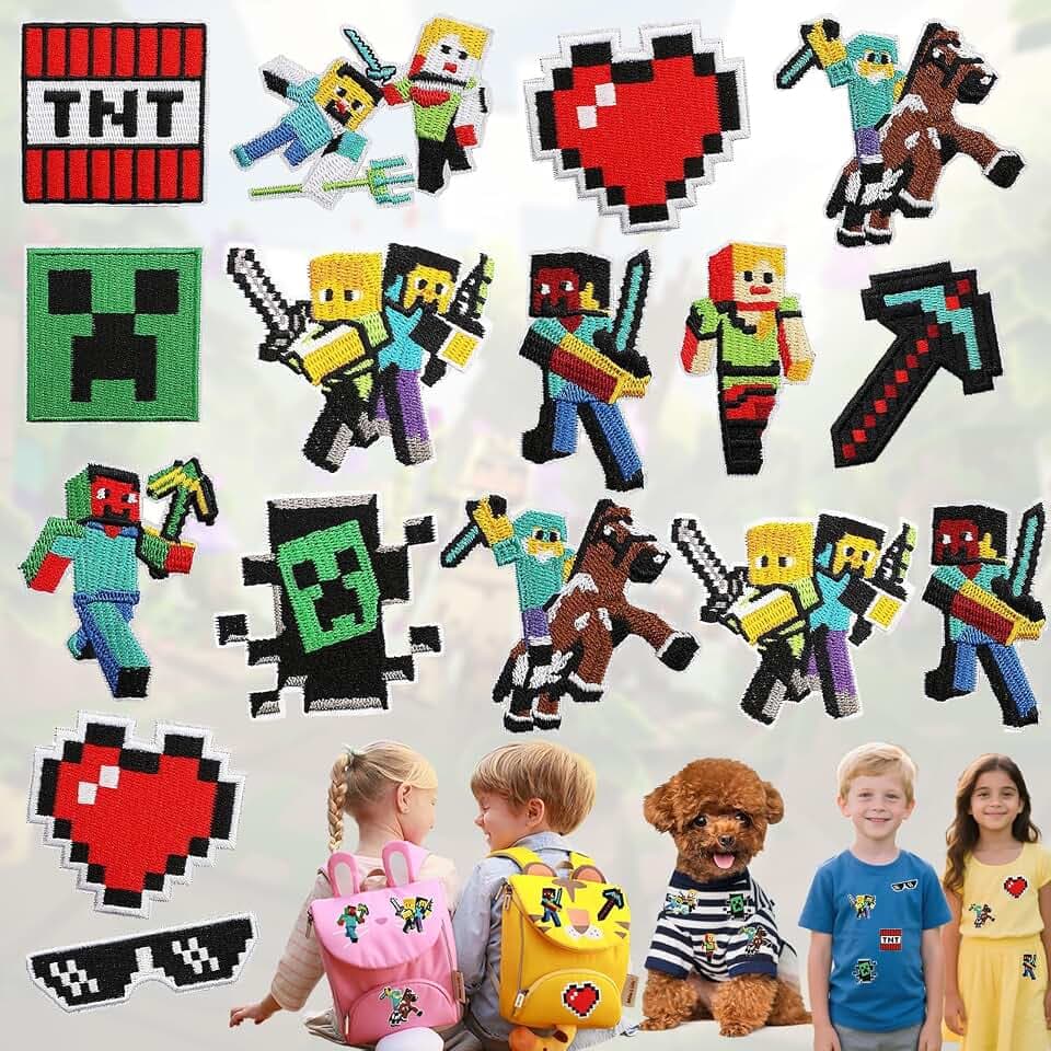 16 Stück Videospiel-Aufnäher zum Aufbügeln, Jungen, DIY-Rucksack