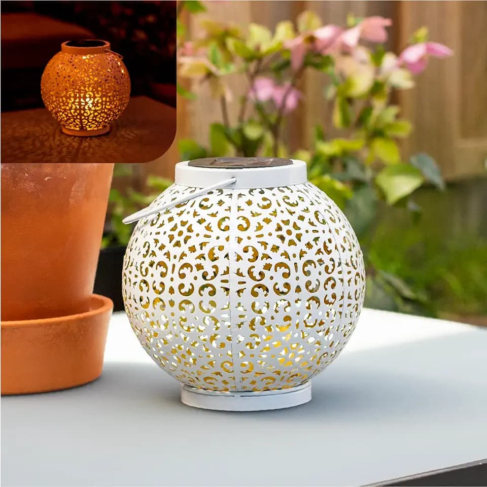 Gadgy Solarlaterne für draußen – Marokkanische Lampe für Garten und Balkon, solarbetriebene Dekoration mit warmem LED-Licht, ideal für Terrasse und Außenbereich