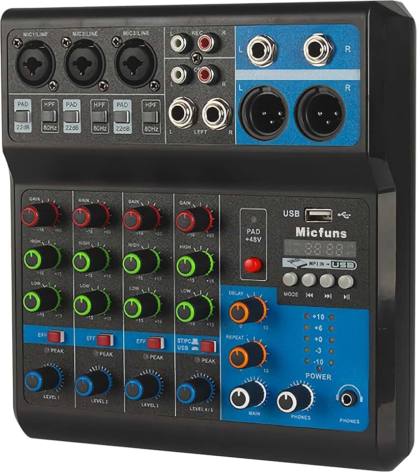 Mini-Audio-DJ-Mixer Soundboard-Konsolensystem, 5-Kanal