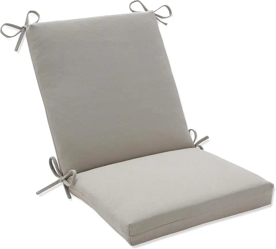 Pillow Perfect Pompeii Solid Indoor/Outdoor One Piece Chair Cushion Deep Seat, Weather and Fade Resistant, Square Corner - 36.5" x 18", Beige