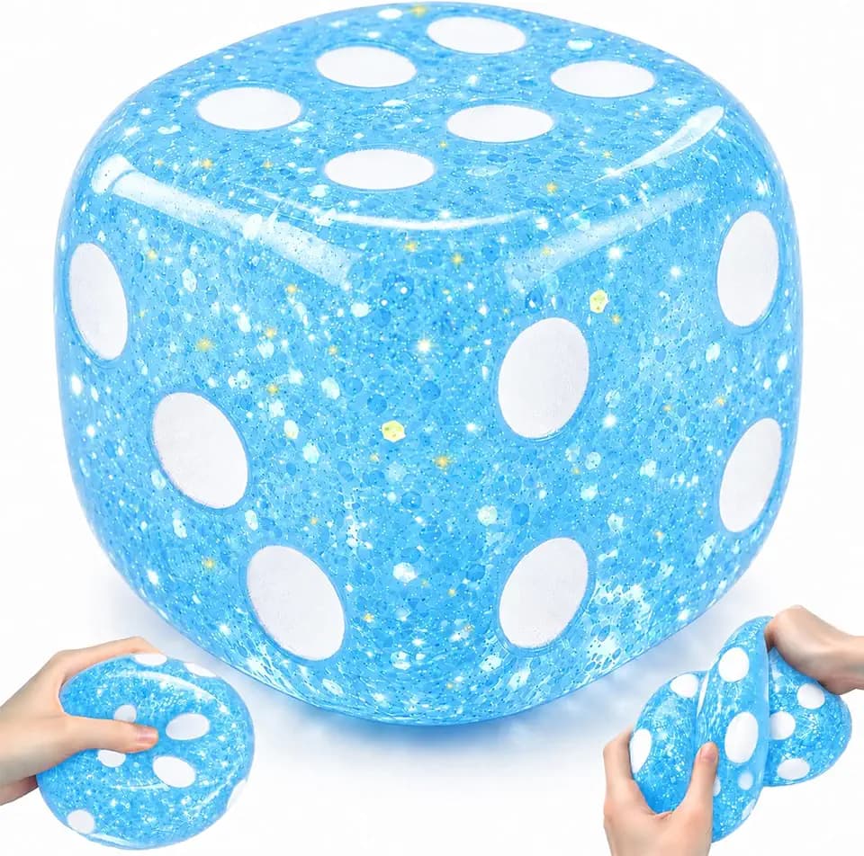 Jumbo Squishy Dice Toy, 4-Inch Soft Squeeze Toy, Stress Cube Fidget Toys