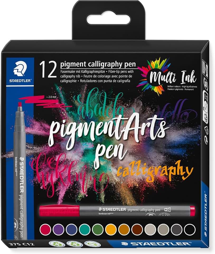 STAEDTLER Pigment Calligraphy Pen 375 – 12 Farben, 2,0 mm