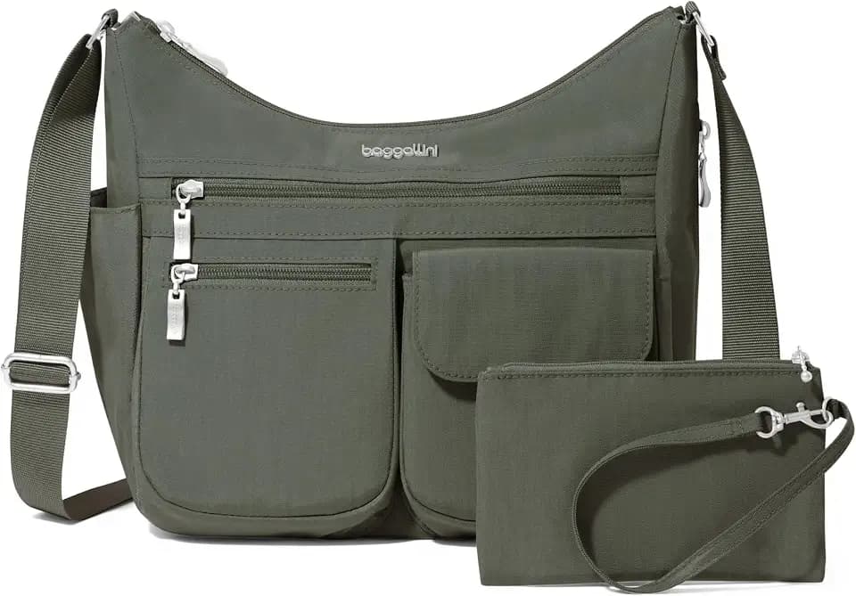 Baggallini womens Everywhere Bagg Crossbody Women 11x9 Lightweight Nylon Hobo Water-resistant Travel Bag W/Rfid