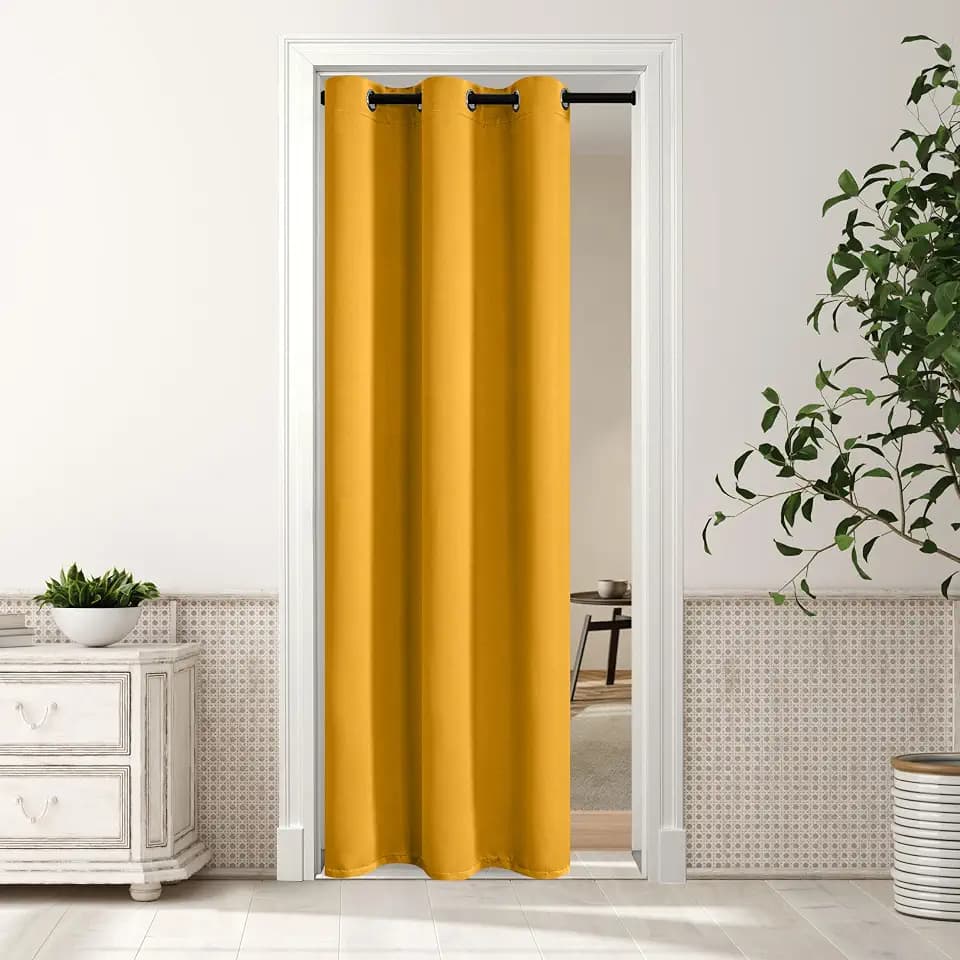 MYSKY HOME Mustard Yellow Door Curtain for Doorway - Blackout Closet Panel for Bedroom, Grommet Room Darkening, Triple Weave Thermal Insulated, 34 x 80 Inch