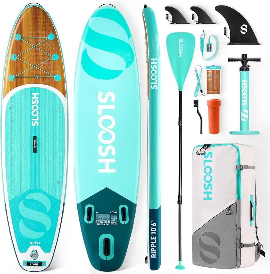 SLOOSH Inflatable Stand Up Paddle Board, Inflatable Paddle Boards with Premium Accessories, Non-Slip EVA Deck, Ultra-Light Carry Bag Pump, Blow Up SUP for All Skill Levels